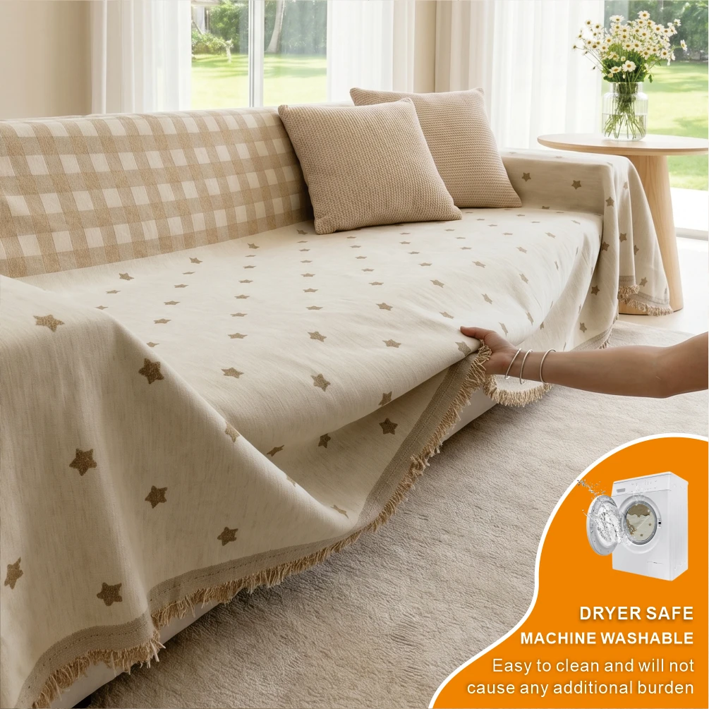 Multi-Color Star Sofa Towel Blanket Sofa Protective Cover Fully Washable Versatile Sofa Liner for Home Comfort