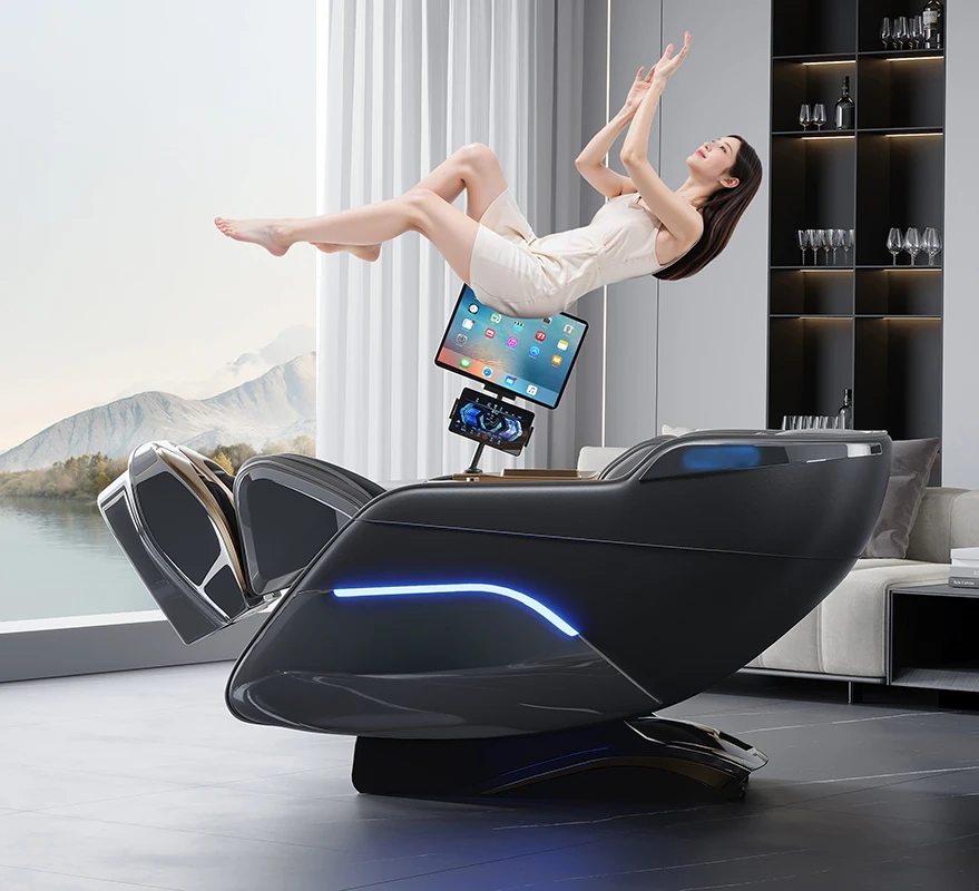 

Modern Luxury Full Body Leather Electric Massage Chair 3D Zero Gravity Spa Cushion Foldable Airbags for Head Arm Neck Portable
