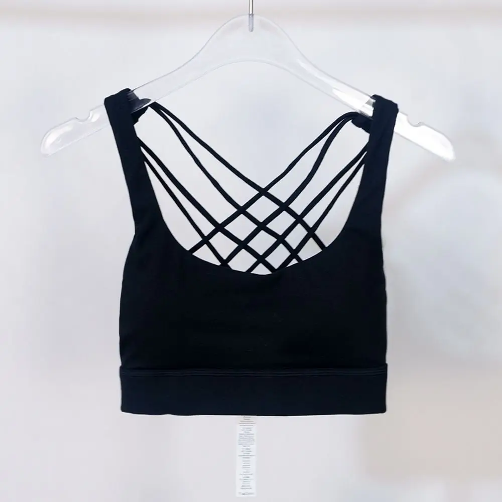 Soutien-gorge de yoga rembourré à bretelles pour femmes, dos croisé, sans fil, sexy, sport, entraînement mignon