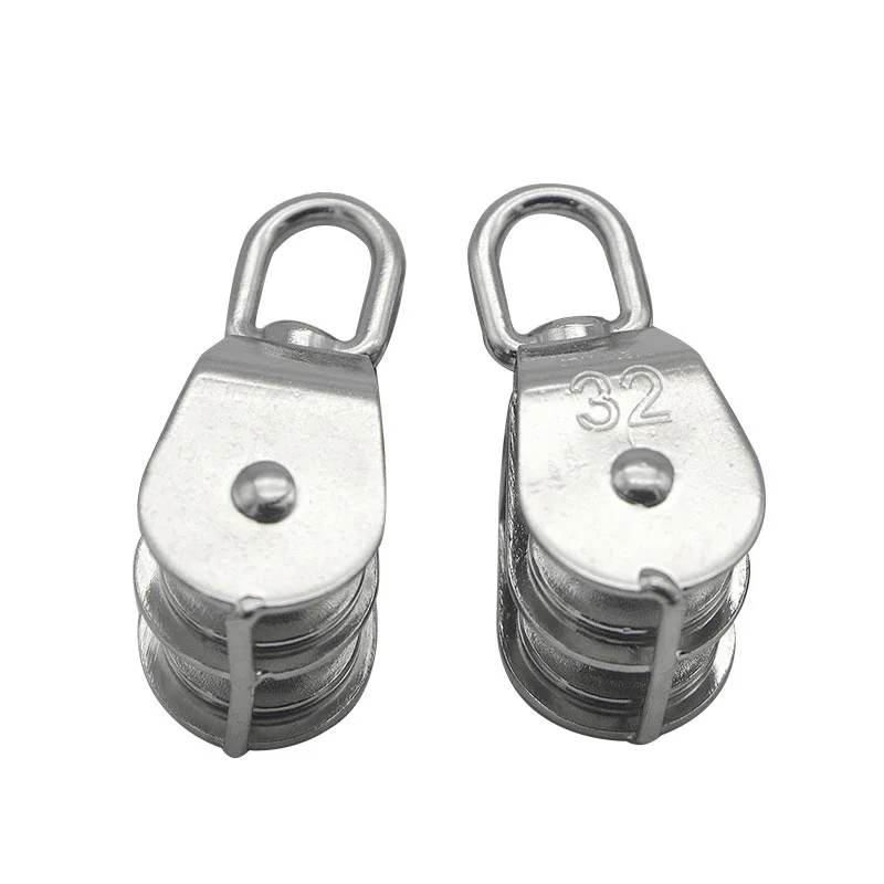 M15 M20 M25 M32 M50 M75 M100 Stainless Steel 304 Single or Double Wheel Swivel Lifting Rope Pulley Block  for Wire Rope 1PCS