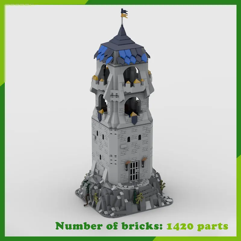 MOC Builing Blocks Medieval Castle Watch Tower Modular Model DIY Bricks Creative Assembly Toys Gift Christmas Present 1420PCS