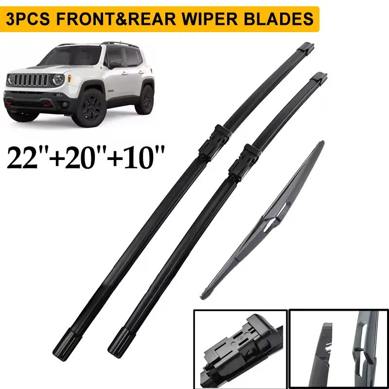 

Wiper Front & Rear Wiper Blades Set For Jeep Renegade BU 2014 - 2023 Windshield Windscreen Clean Window 22"+20"+10"