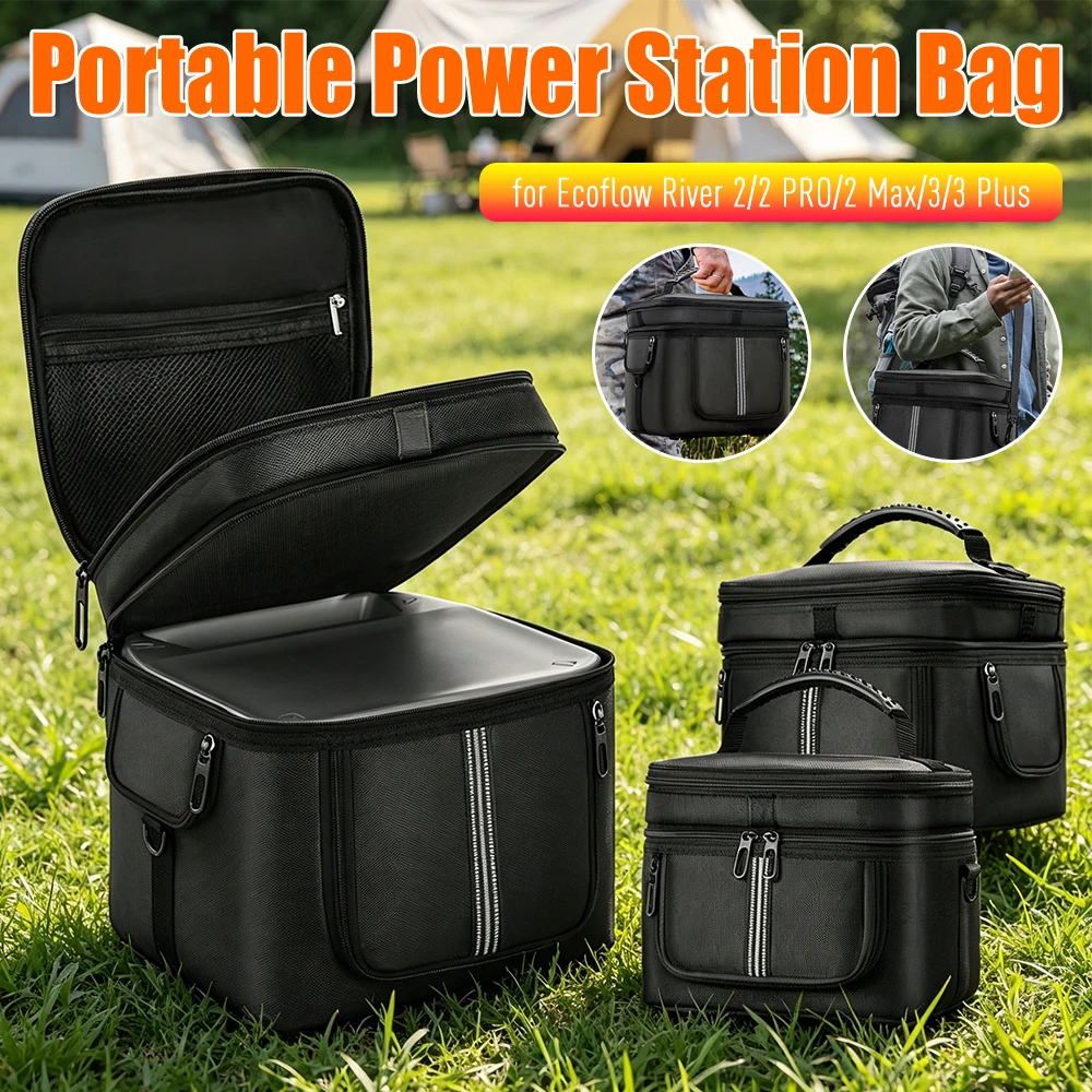 Portable Power Station Bag Anti-drop Travel Storage Bag with Shoulder Strap & Handle for Ecoflow River 2 Pro/Ecoflow River 2 Max