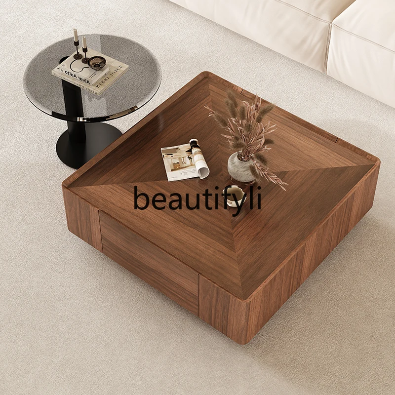 

Solid wood coffee table square modern simple small apartment coffee table