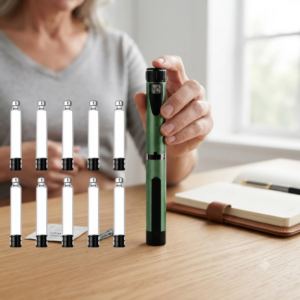 New Reusable Peptide Pen Injector, Adjustable Dose Dial Insulin Injection Pens Compatible with 10pcs 3ml Cartridges, Clear Scale