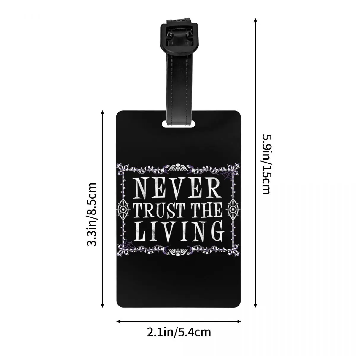 Never Trust The Living etichette per bagagli per valigie Goth occulto Halloween Witch Quote Privacy Cover nome ID Card