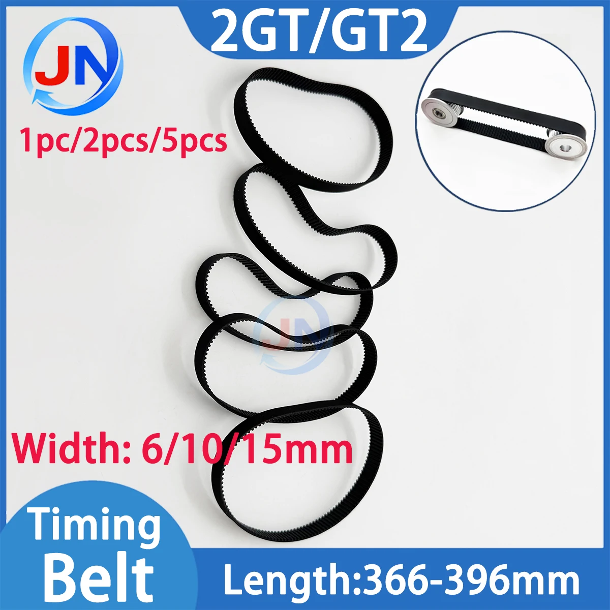 2GT Timing Belt Length 366 370 372 376 380 384 386 388 390 392 394 396mm GT2 Synchronous Belt Width 6 10 15mm 2MGT Closed Loop