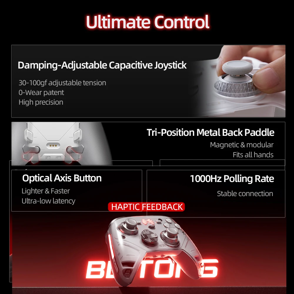 BEITONG KP70 Gamepad Haptic Feedback Elite Dual Auto-Sense Trigger Wireless Game Controller für PC/Switch/Android/iOS/Steam