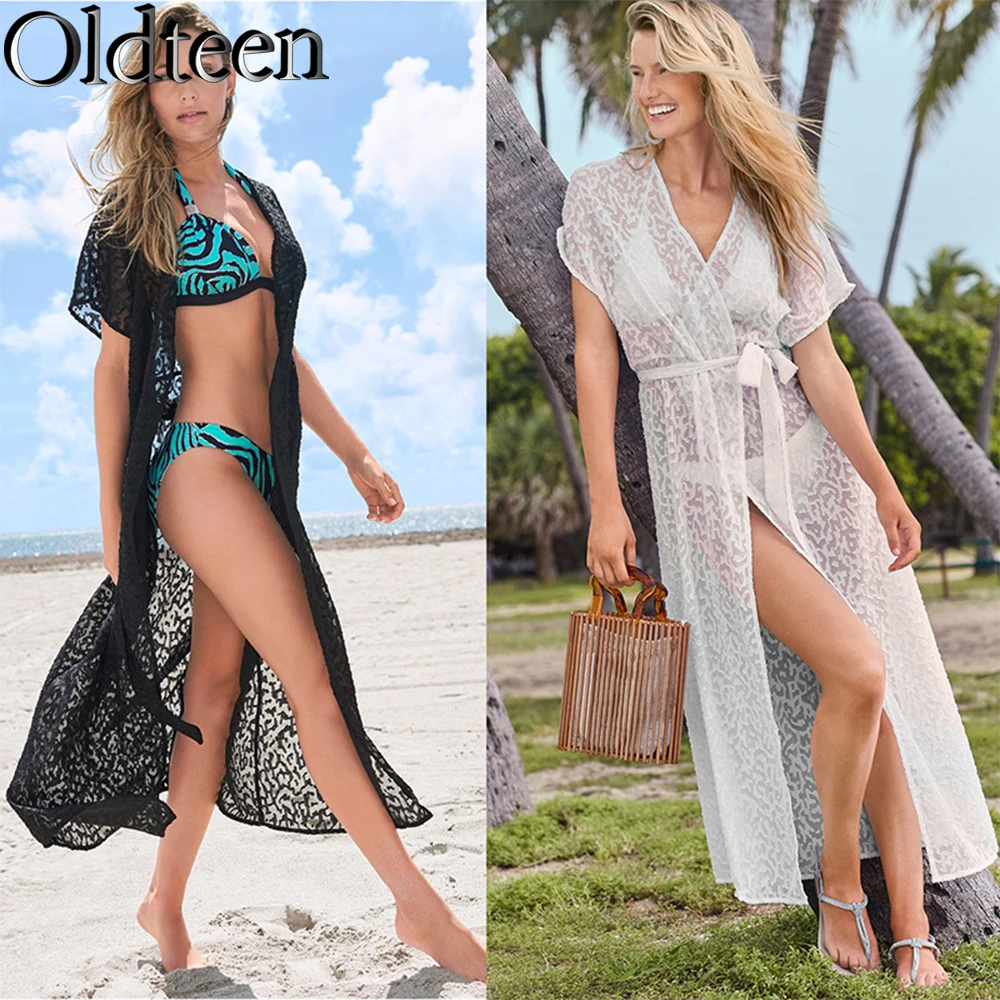 

European and American Jacquard Loose Fitting Cardigan Beach Vacation Sun Protection Jacket Bikini Cover Up Swimsuit Outerwear