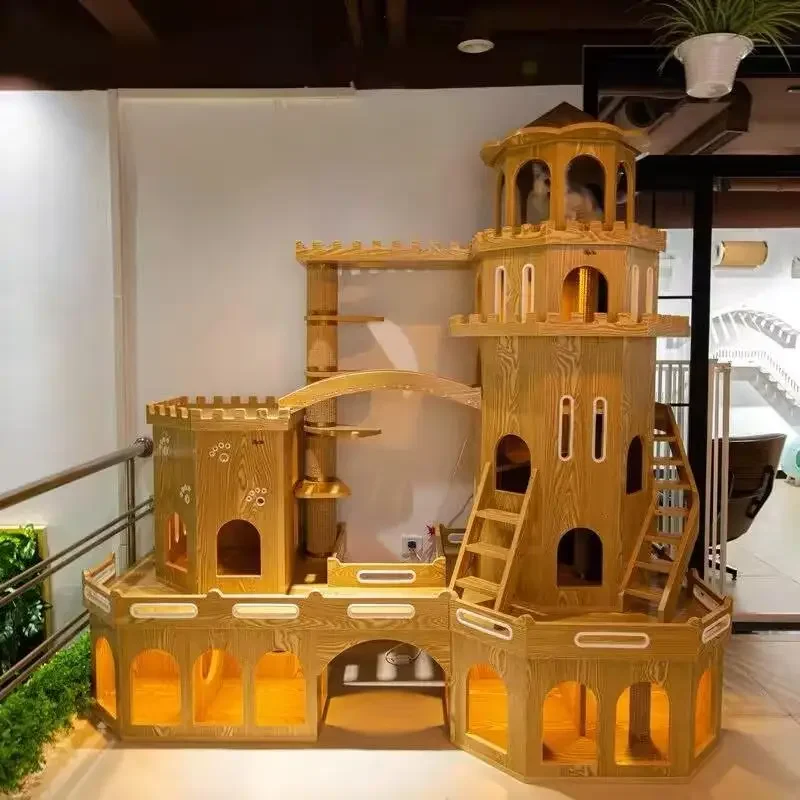 Cat villa cat scratching board hemp column house integrated large castle model display