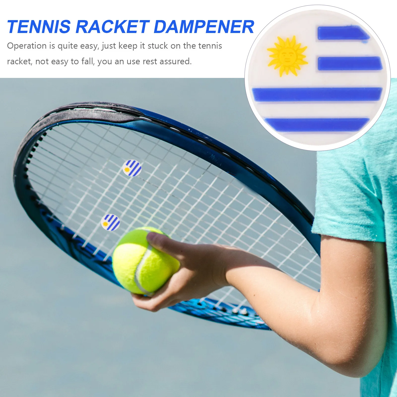 

6Pcs Unique Tennis Vibration Dampener Silicone Racket Shock Absorber for Reduced Impact Uruguay Flag Style Decorative Sport