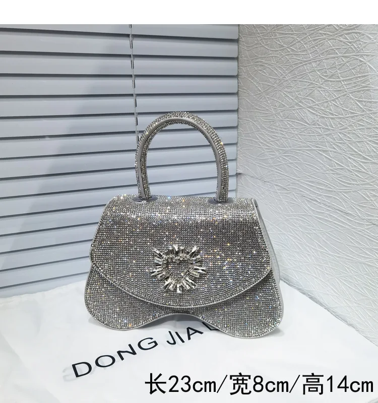 Túi Xách Tay Nữ Nữ Pha Lê Bling Đá Kim Cương Đính Túi Vuông Rộng Dây Đeo Vai Túi Buổi Tối Clutch Ví