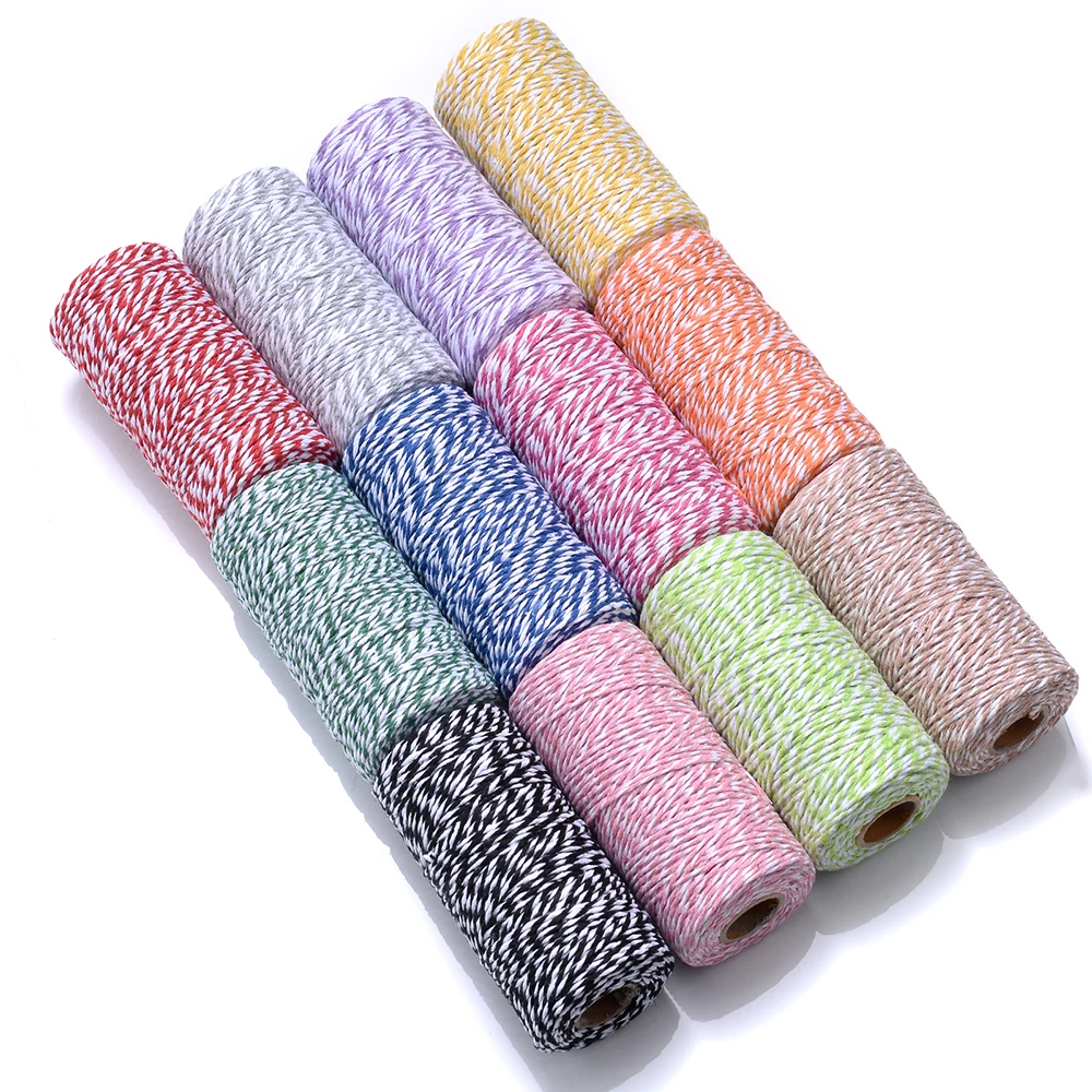 100m/Rolle 1,5mm Buntes Zweifarbiges Baumwollseil zum Stricken und Nähen für DIY Handgestrickte Kleidung, Kopfbedeckungen, Handschuhe und Socken – Detail 4