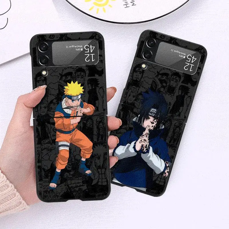 Cool Anime NARUTOS Case for Samsung Galaxy Z Flip 4 3 5 5G Flip Shockproof Capa 6.7 Inches Black Hard PC ZFlip 4 Phone Cover