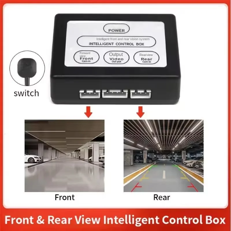 Two-way Control Box for Front and Rear Cameras of Dual-purpose Video Switcher for Vehicle-mounted Reversing Image in Right-view