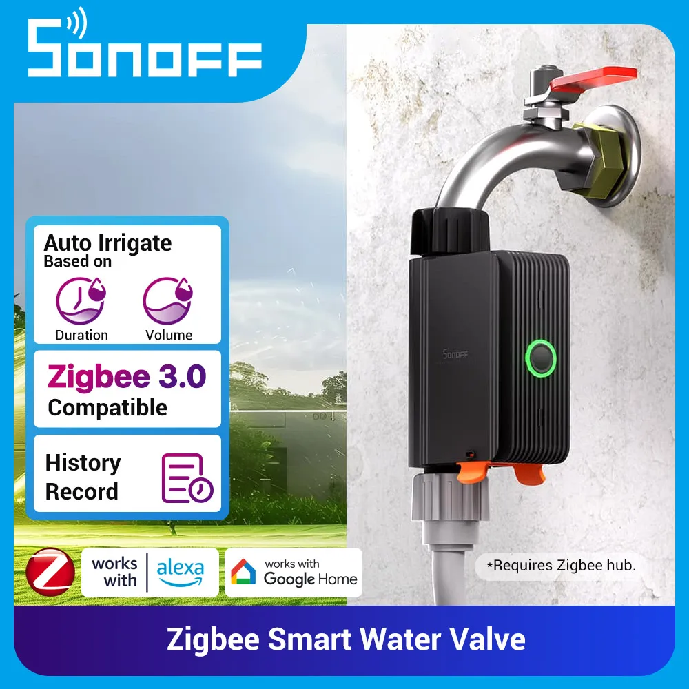 

SONOFF SWV Zigbee 3.0 Smart Water Valve IP55 Automatic Garden Irrigation Watering System Time Schedule with eWeLink Alexa Google