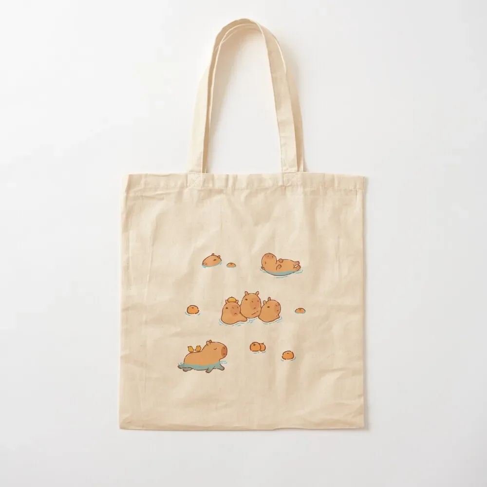 

Capybara hot spring pattern swimming with oranges, yuzu Tote Bag Handbags cute tote bag custom bags Tote Bag