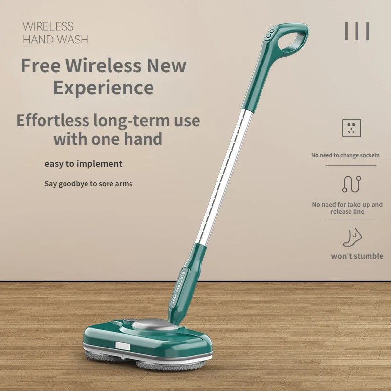 New Rechargeable Wireless Electric Two-wheel Rotary Mop Water-spraying Sweeping-drag All-in-one Machine for Home Use