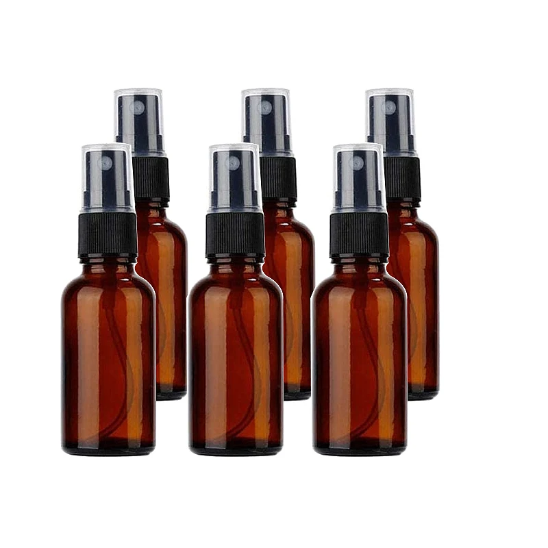 

6pcs 20ml Amber Glass Fine Mist Spray Bottles Empty Refillable Travel Cosmetic Liquid Containers for Makeup, Cleaning