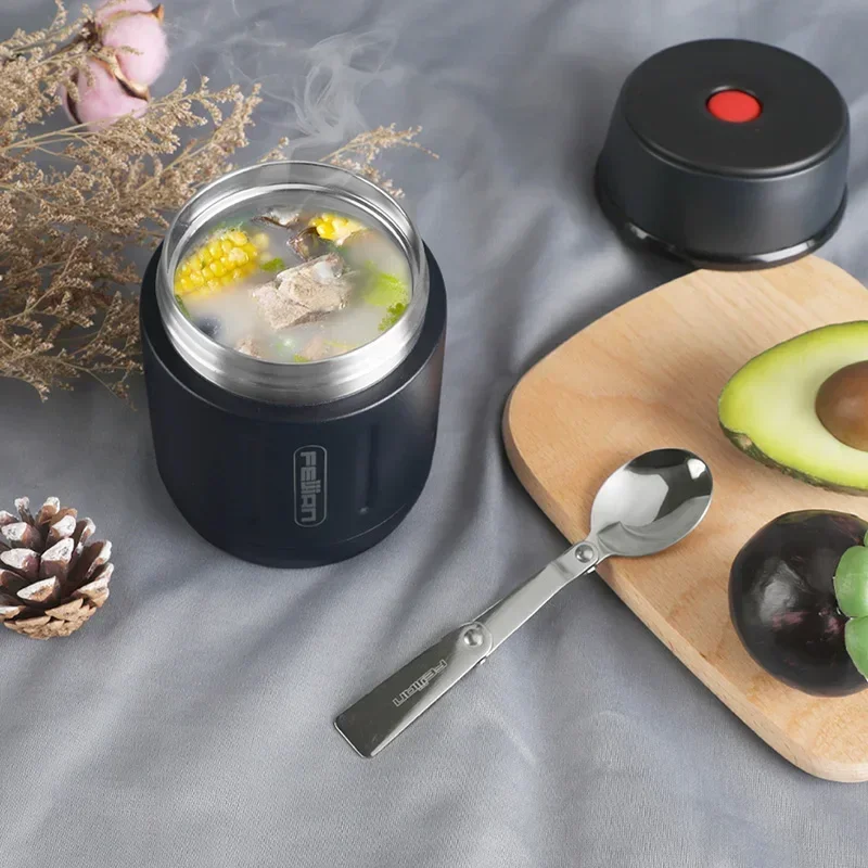 500ML Stew Pot Food Thermos 316 Stainless Steel Vacuum Insulated Food Jar with Spoon Students Work Officers Portable Lunch Box