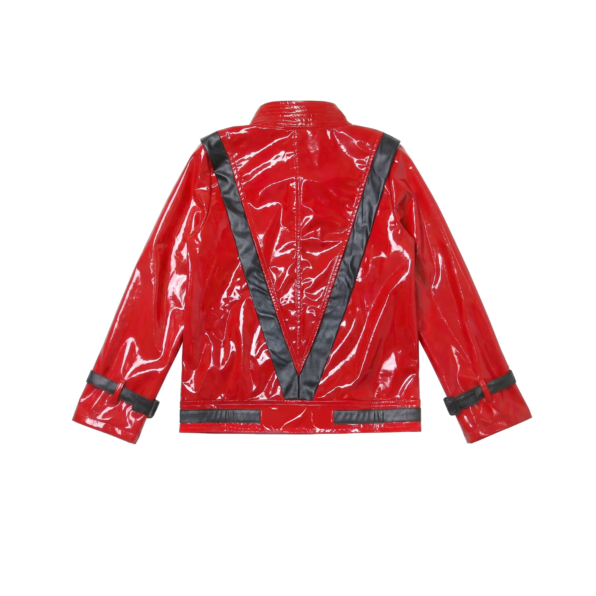 MJ Michael Jackson Thriller Kids Costume Red Black Leather Jacket Pants Boys Halloween Stage Cosplay Outfit view 4
