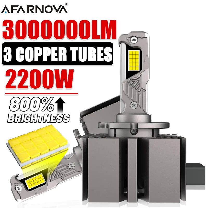 

D3S D1S LED Car Headlights Bulbs Canbus D2S D4S Turbo Lights 3000000LM 2000W High Power Auto Lamp Auto Lights 3 Copper Tubes 12V