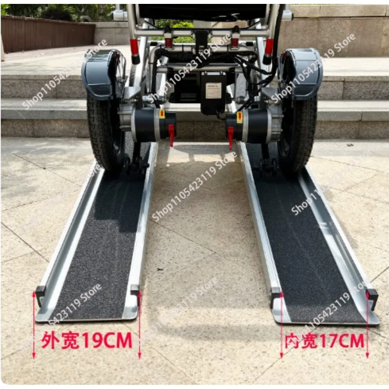 Retractable Aluminum Ramp  Assist Wheelchair with Step Artifact