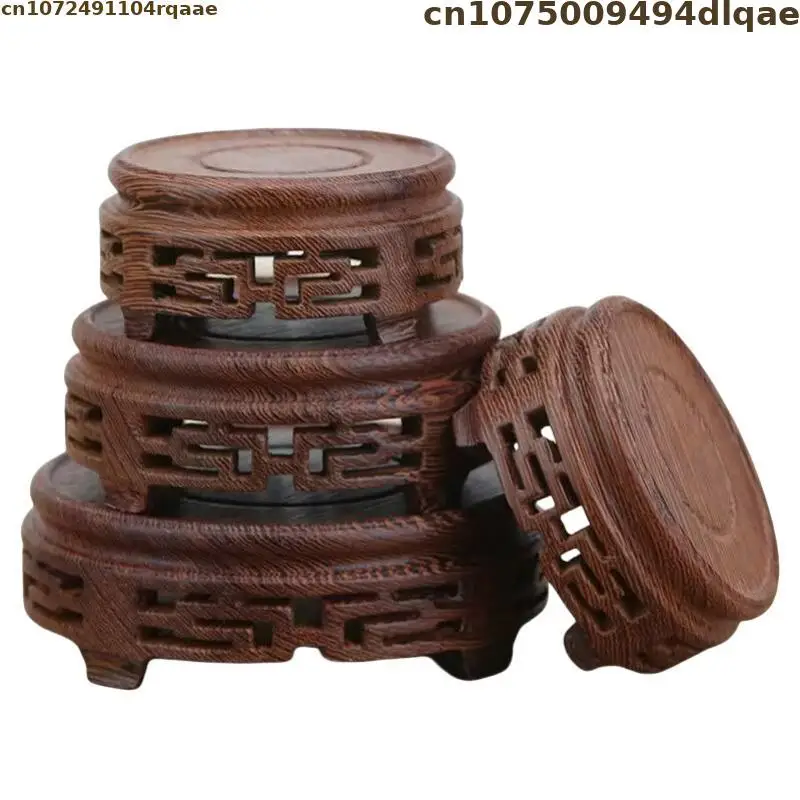 Figurine Statue Display Stand Coffee Tea Sets Pedestal Vase Flower Pot Bonsai Sorting Table Exquisite Miniature Round Wood Base