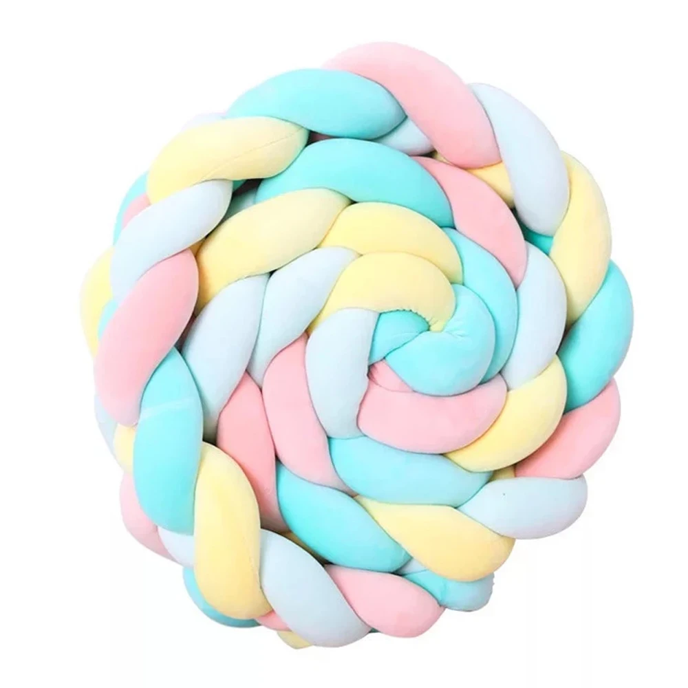 3 メートルベビーベッドバンパーロング結び目 3 ストランド編組ベビーベッド衝突防止ベッドサラウンド新生児バンパー周囲プロテクター