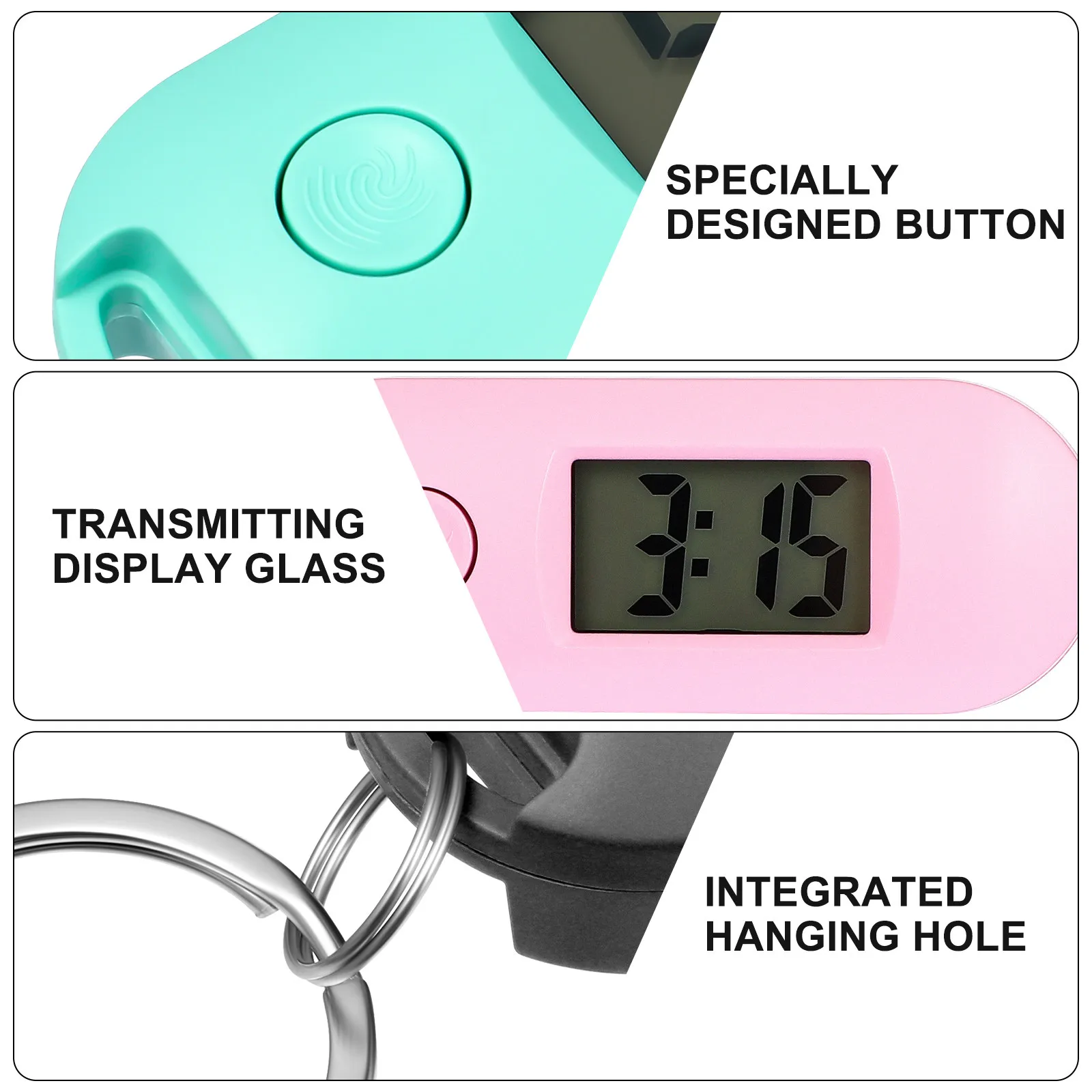6Pcs Electronic Digital Keychain Watches Quartz Mute Portable Pocket Watches Study Exam Student Luminous Accurate