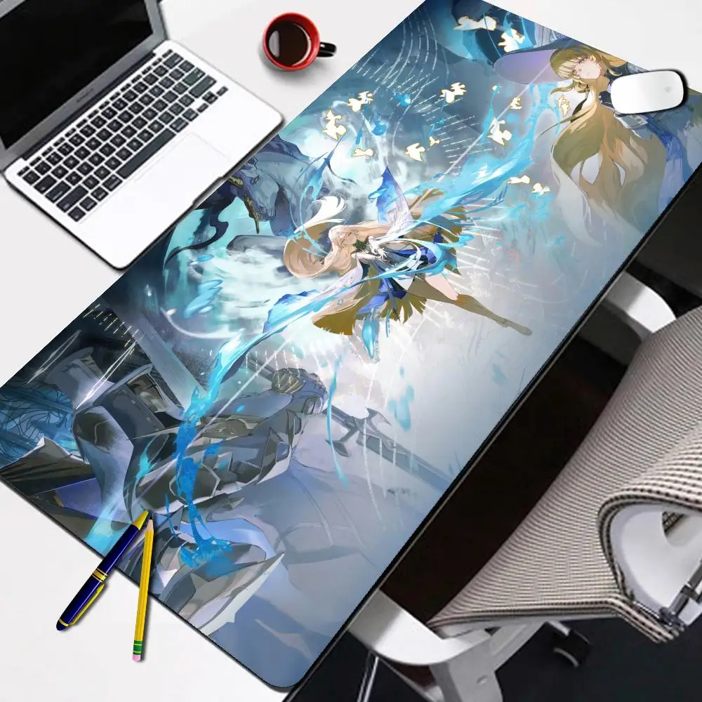 

Hot Rubber Mousepad Cartethyia Wuthering Waves Large Gaming Desk Mat With Lock Edge PC Accessories Keyboard Table teclado Mat