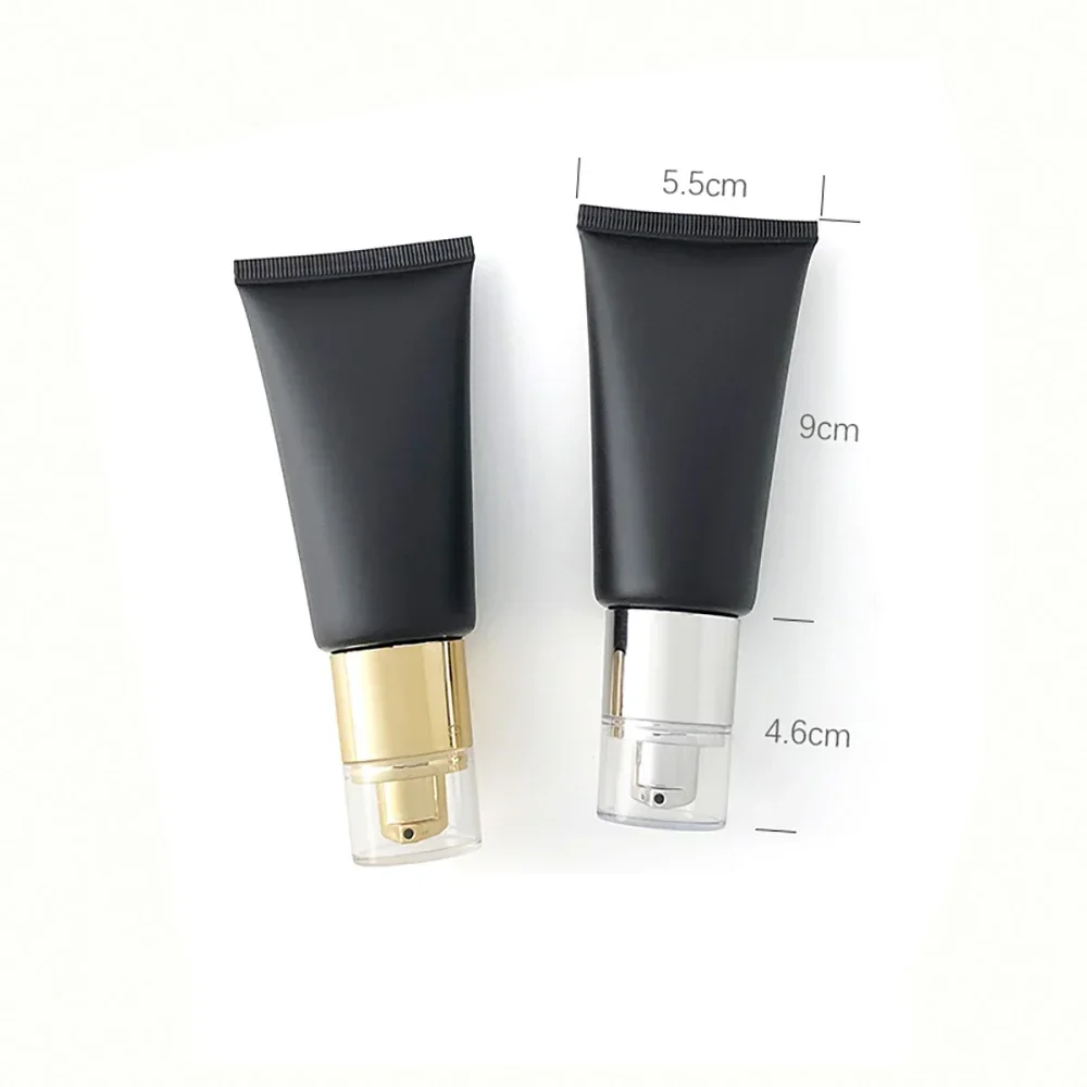 50g 50ml tubo macio de plástico preto fosco creme de cuidados com a pele loção corporal recarregável garrafa de apertar recipiente cosmético vazio 20 peças