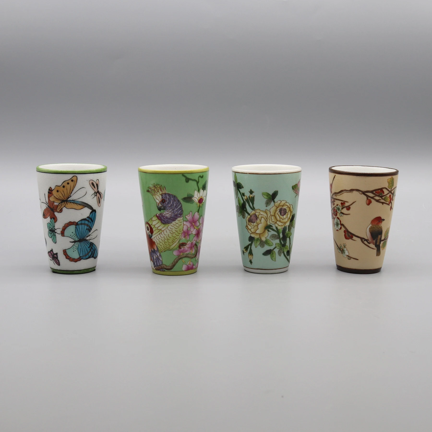 Hand Painted Brush Holder, Ceramic Cup, Bathroom Accessory