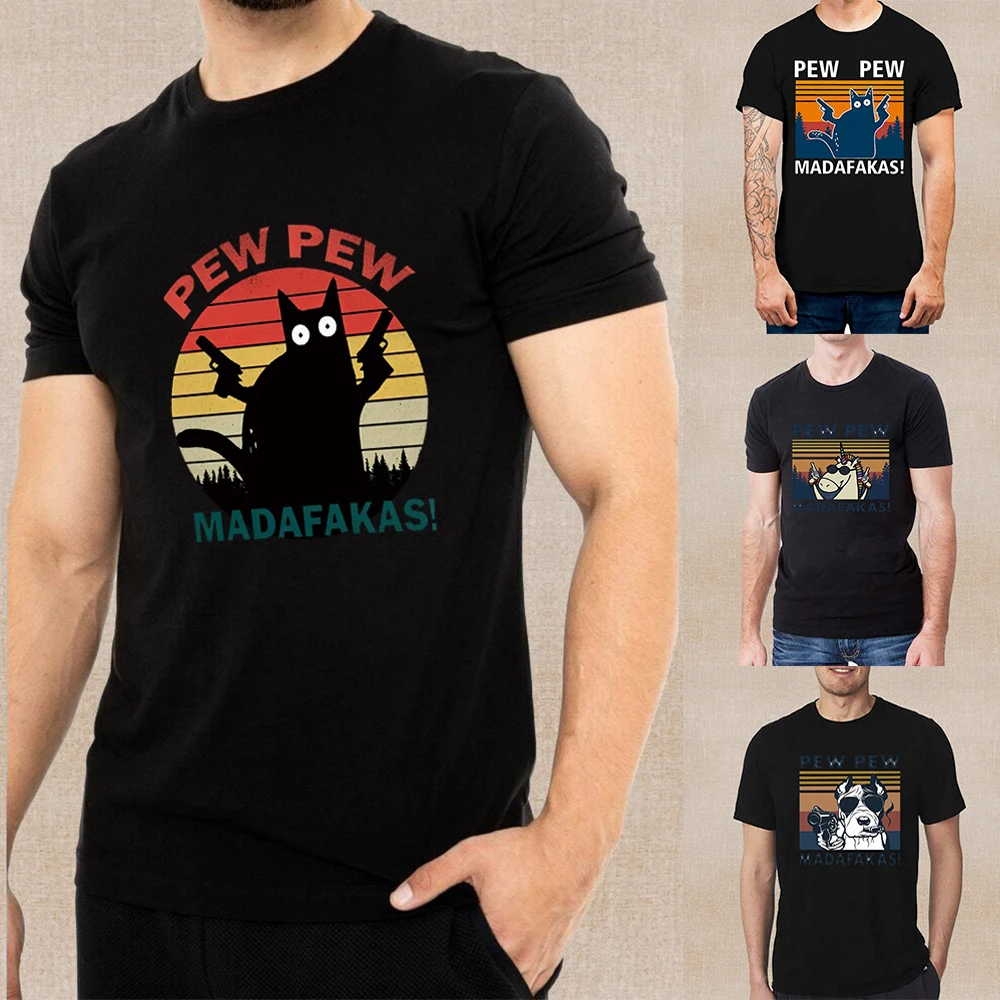 

men's T-shirt Summer Short Sleeve O-Neck Pew Pattern Print Clothes Casual Breathable Male Fashion Clothing S-6XL size