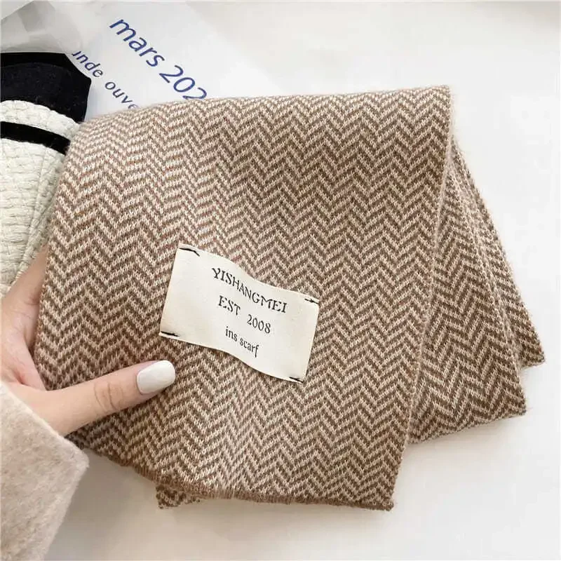 لينة محبوك سميكة المرأة وشاح أنيق الخريف الشتاء تنوعا زيبرا نمط الصوفية الرقبة أدفأ الكورية العصرية