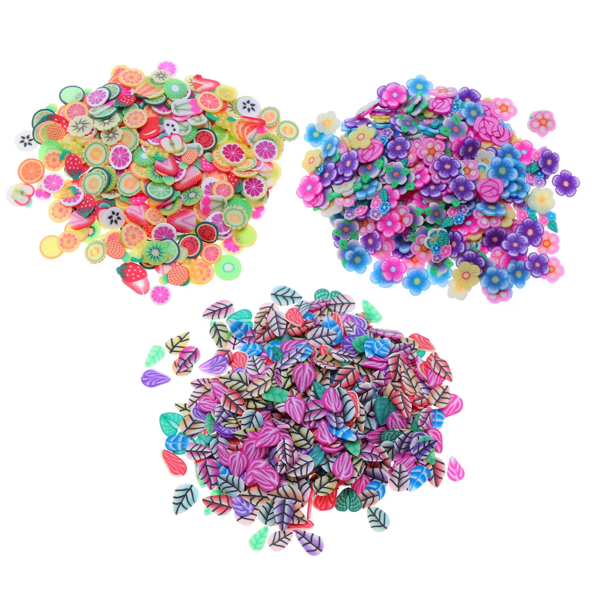 

3Packs Nail Art Slices Fruit Flower Leaves Decoration for Fingernail Toenail Clay DIY Crafts Nail Beauty Clay Slices