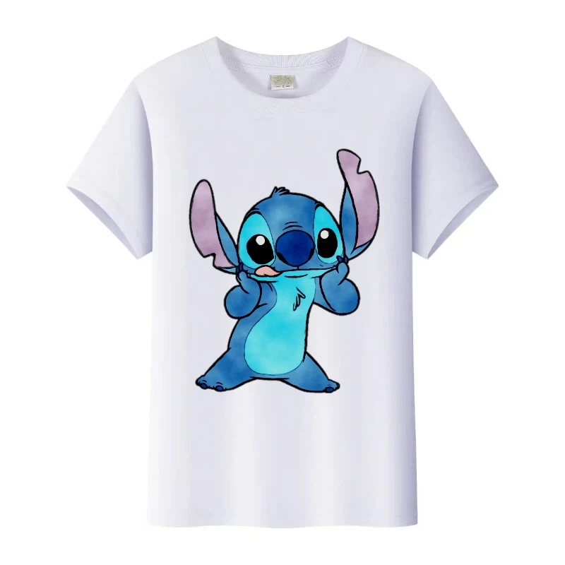 النساء السود للجنسين الملابس ديزني غرزة الكرتون الجرافيك القمم الرجال البلوزات Y2k الشارع الشهير الاطفال تيز الأسرة حجم كبير تي شيرت هدية