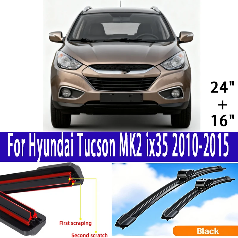

Car Wiper Front Blades Set For Hyundai Tucson MK2 ix35 2010 2011 2012 2013 2014 2015 Front Rear Window 24"+16"