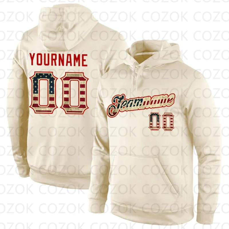 Customized Hoodie Cream Red Colour Jersey 3D Printed  Unisex Pullovers Hoodie Casual Sweatshirts