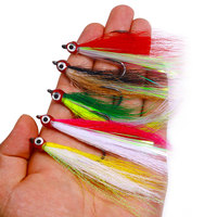 5Pcs Bucktail Teasers Fishing Hooks High Carbon Steel Steelhead Minnow Fly Fishing Flies Lure for Salmon Trout Bass