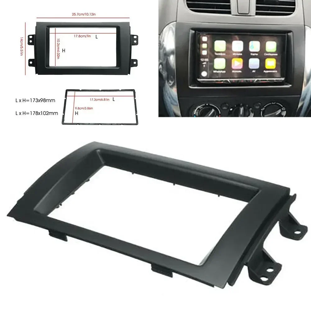 VERYUS CD Player Plate Panel Trim Mount Kit Stereo Dashboard Radio Frame CD Trim Bezel For 2007-13 Suzuki SX4 Double Din Stereo