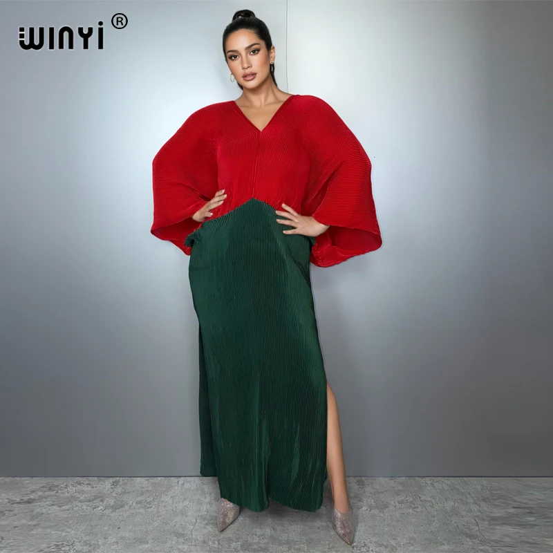 WINYI femmes nouvelle robe longue élastique ample boho robe Maxi Femme robes fête de vacances élégante robe plissée mode caftan