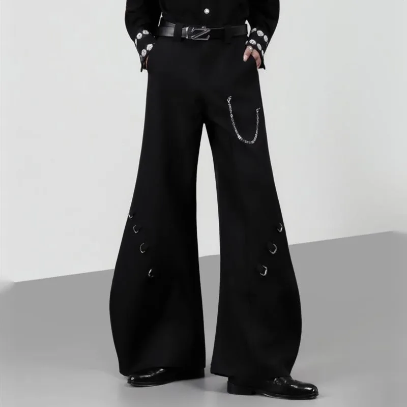 WVGA Spring Autumn New Men Wide-Leg Trousers High-End Heavy-Duty Metal Chain Design Niche Chic Casual Straight Pants Ins W26538 view 5