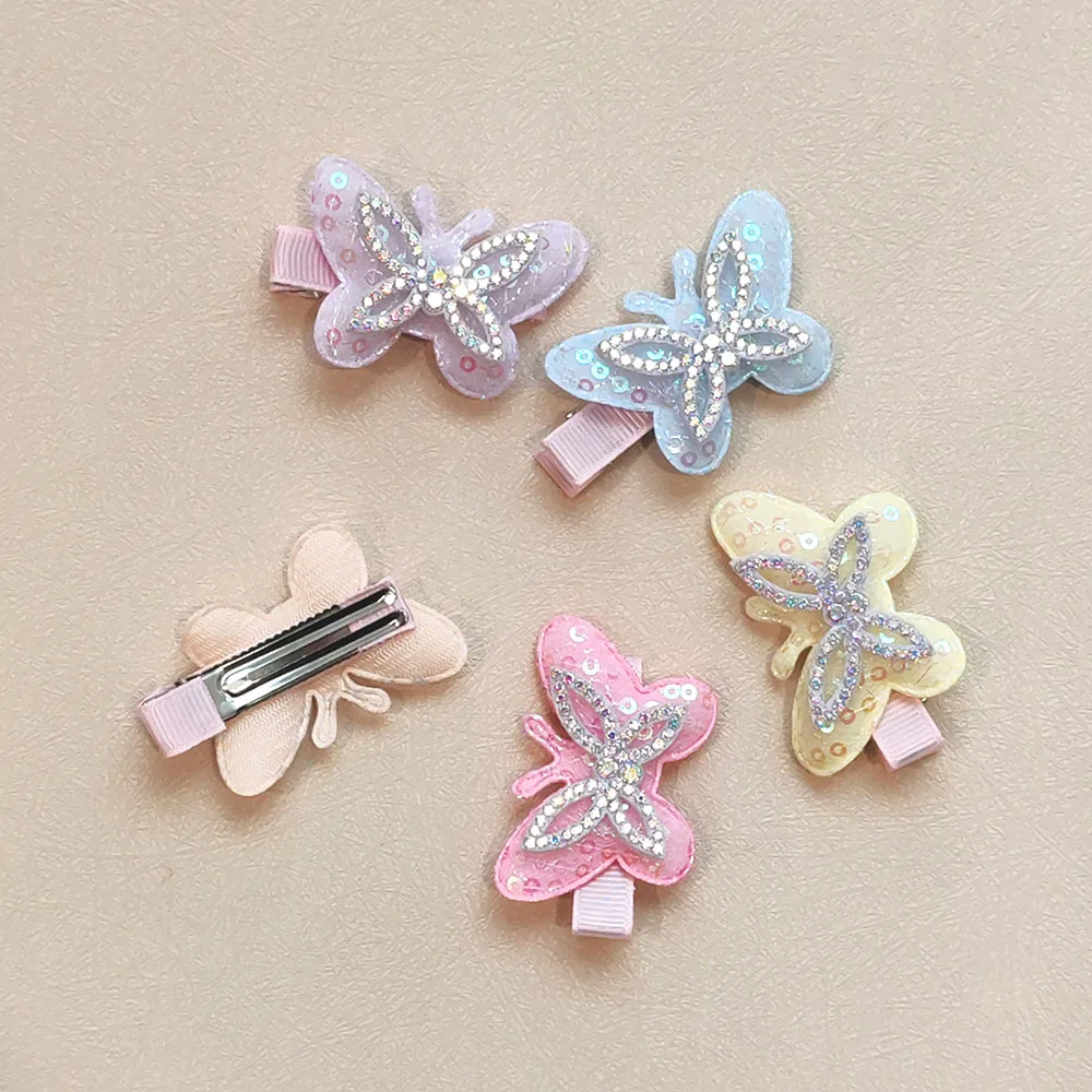 

10PCS Sequin Butterfly Barrettes Princess Kid Girl Hairpin Sweet Diamond Hair Accessories Bangs Hair Clip