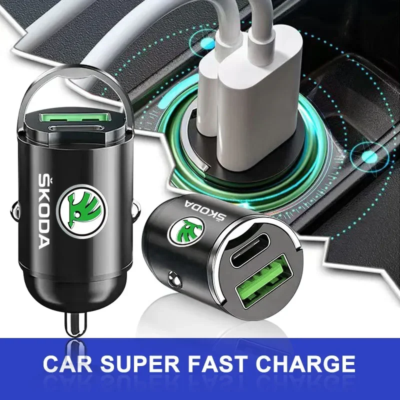 Micro Car Quick Charger Vehicle Cigarette Lighter Convert Plug For Skoda Octavia Fabia Kamiq Kapoq Kodiaq Rapid SCALA Superb