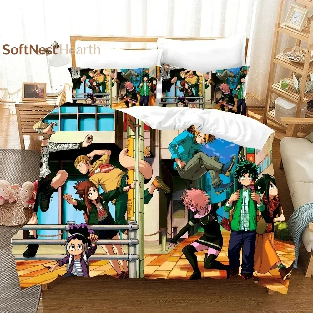 2026 Anime 3D Printed My Hero Academia Duvet Cover Pillowcase Bedding Set Double Twin Full Queen King Adult Bedclothes Quilt Cov