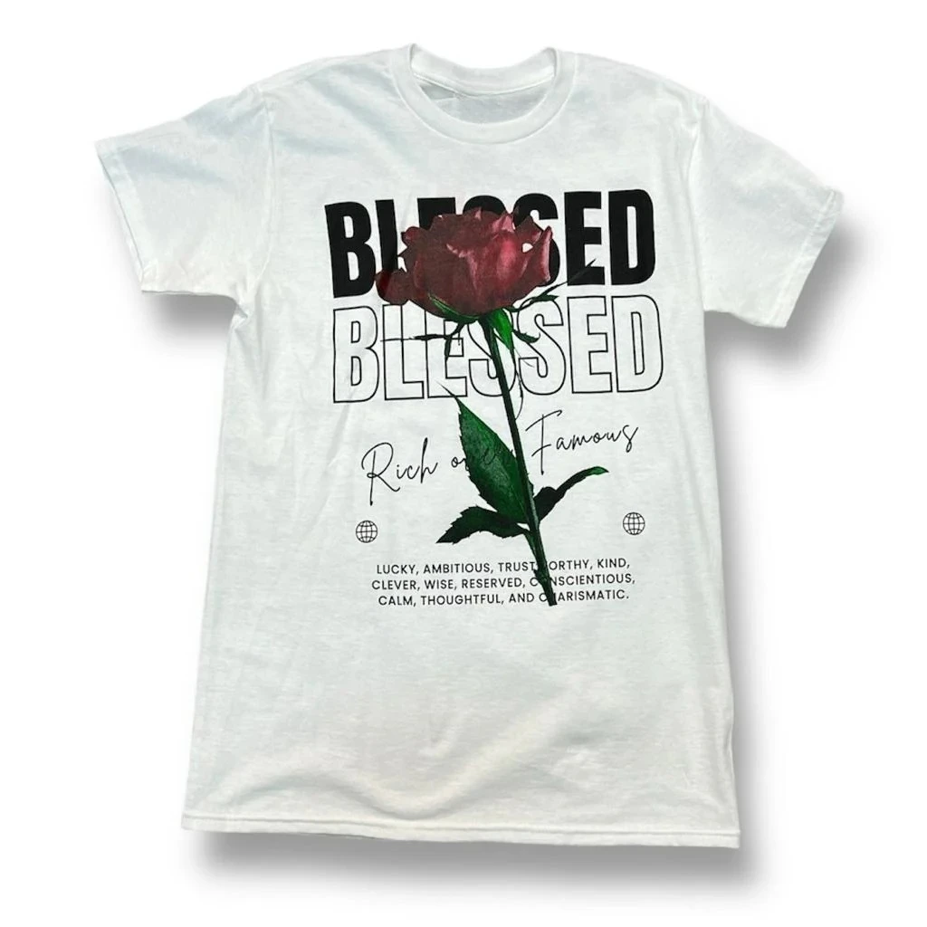 

Blessed Rose Fashion Peripheral Pattern Printing Summer Luxury Brand Cotton Men's and Women's T-Shirts Short Sleeves