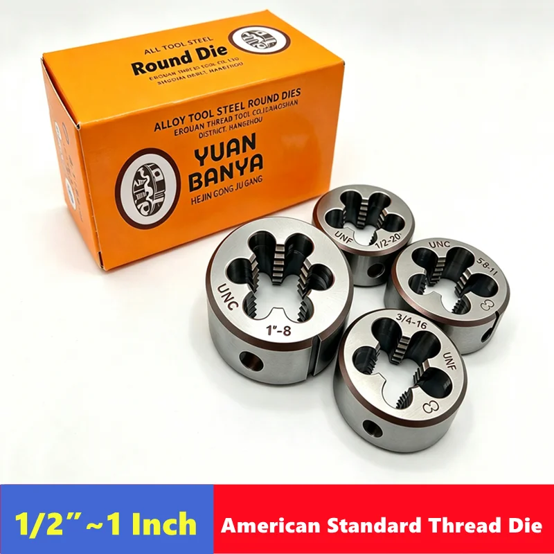 1pcs American Right Hand Die UNC/UNF/UNS/UN/UNEF, 1/2, 9/16, 5/8, 11/16, 3/4, 13/16, 7/8, 15/16, 1 Inch, External Thread Die