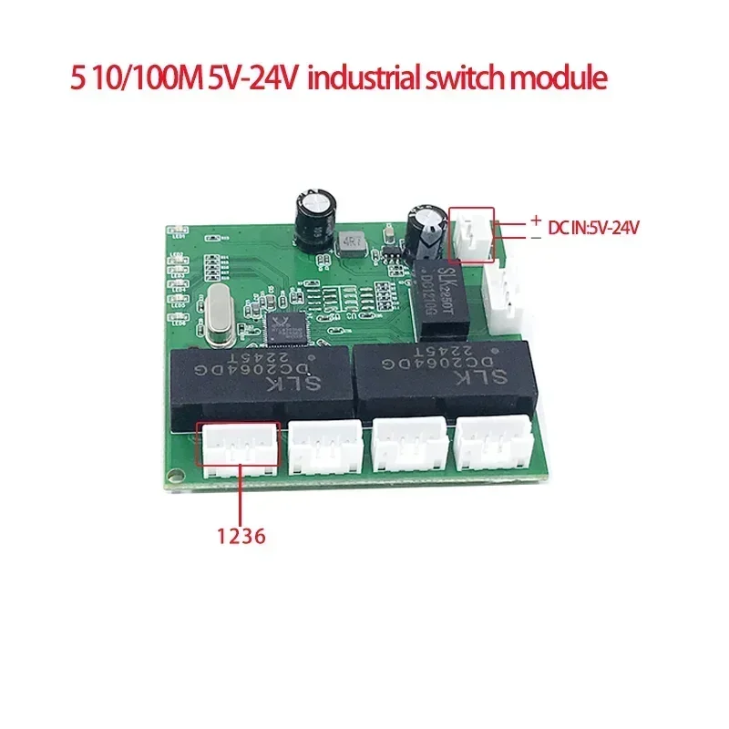 5-Port-Verkabelungssplitter mit breitem Temperatur und geringem Stromverbrauch in Industriequalität, 10/100 Mbit/s Mini-Pin-Mikro-Netzwerk-Switch-Modul