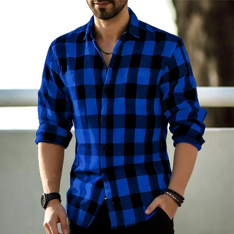 

Men's Long Sleeve Spring and Autumn New Product Checkered Shirt Loose Edition Casual Men's Fashion Shirt